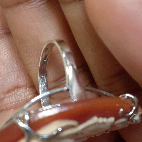 925 35mm Cornelian Hand Carved Cameo.  STUNNING.  FIRM. ITALY. - Picture 11 of 11